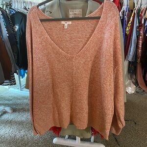 BP Pink and Cream V-Neck Knit Sweater Relaxed Fit